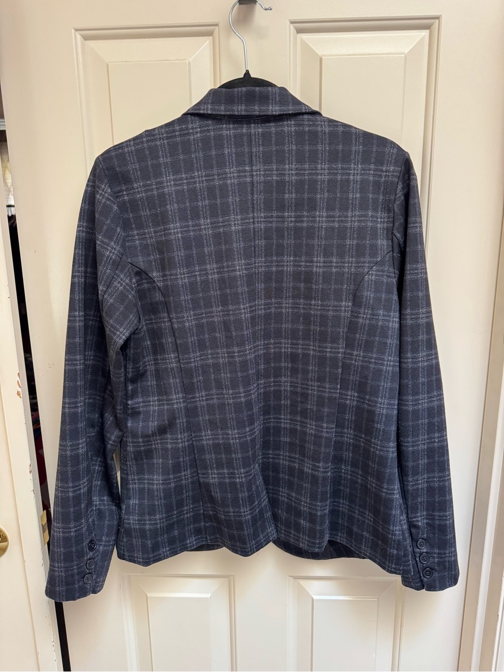 Liverpool Women's Navy Plaid Single-Button Blazer - Picture 8 of 9
